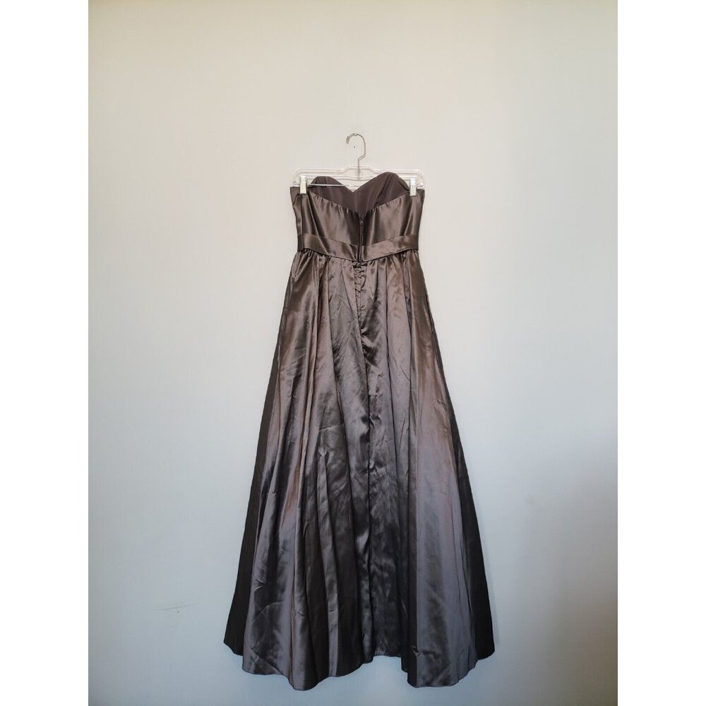 Alfred Angelo Womens 4 Bridesmaid Dress Prom Formal Strapless Shiny Gray Long - Picture 2 of 5